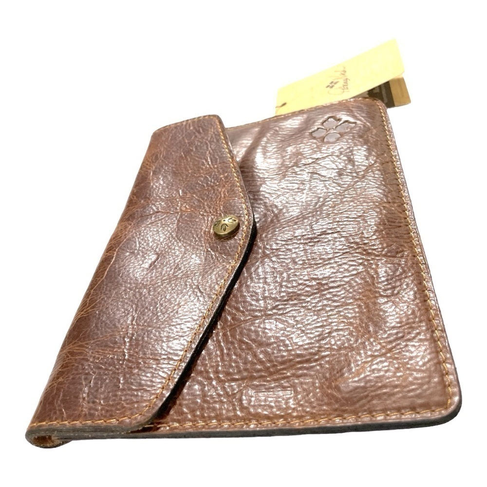 Patricia Nash Midi Leather iPad Case Clutch Brown Cognac Vintage Style - Picture 4 of 13